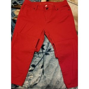 Red skinny jeans